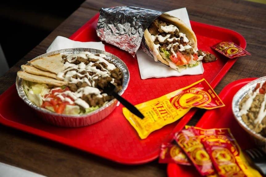 halal guys tray of food